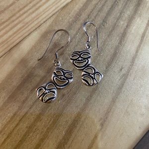 Drama mask Thespian Sterling silver earrings